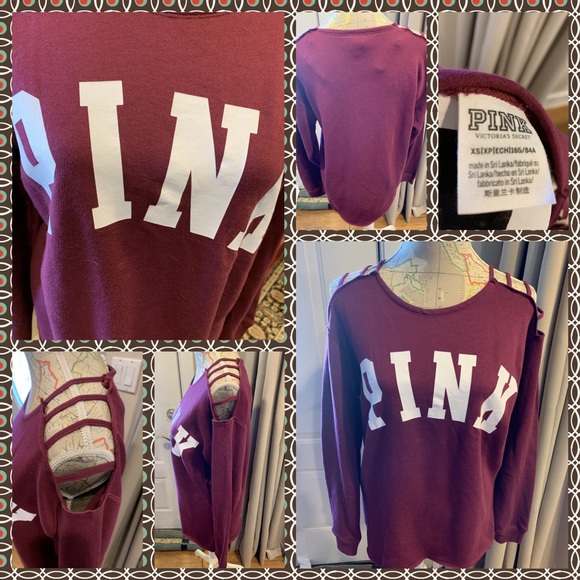 PINK Victoria's Secret Tops - Pink Victoria’s Secret Ladder Shoulder Sweatshirt